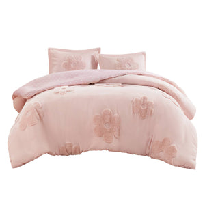 Gracie - Full/Queen Floral Reversible Duvet Cover Set - Pink