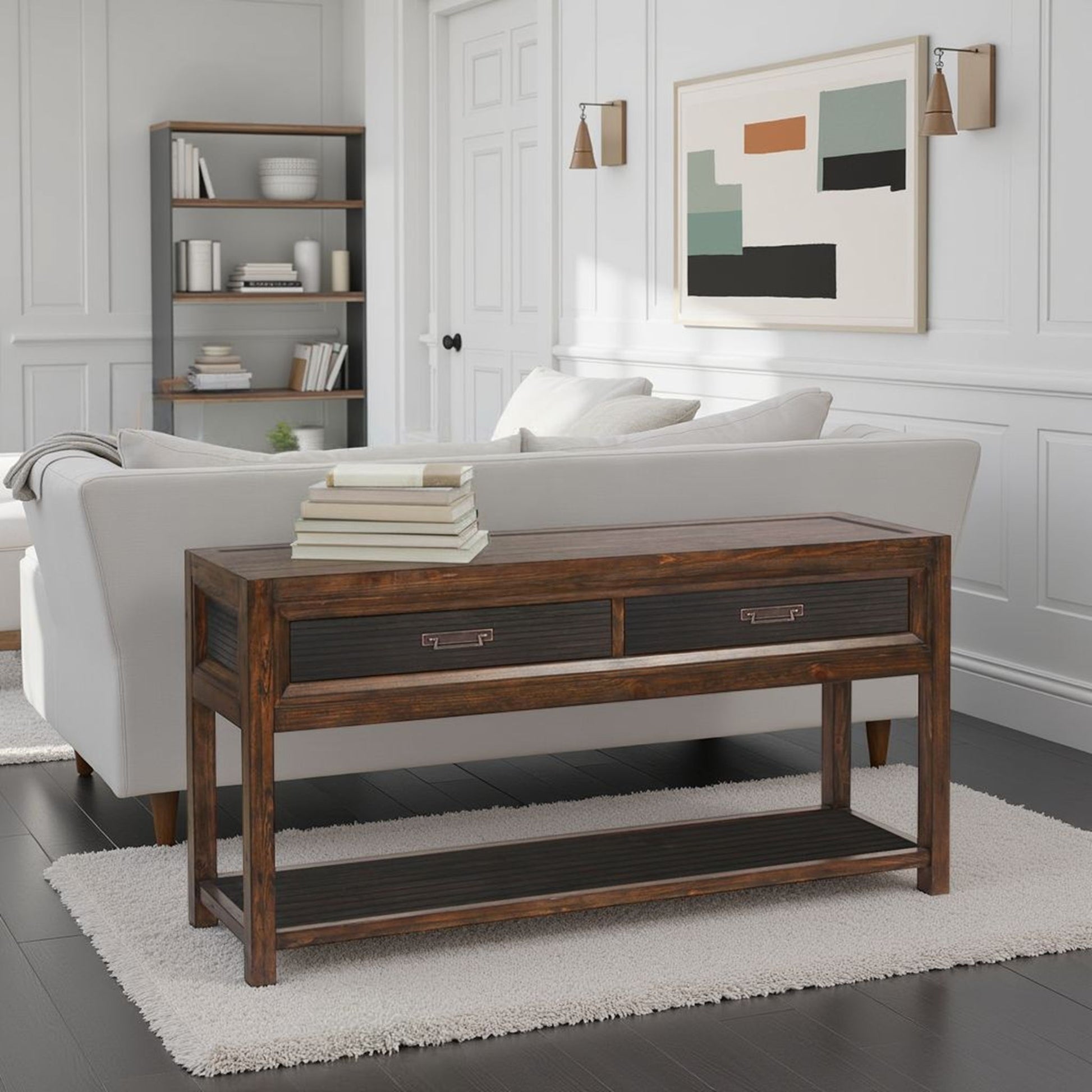 2 Drawer Sofa Table, 2 Tone - Brown
