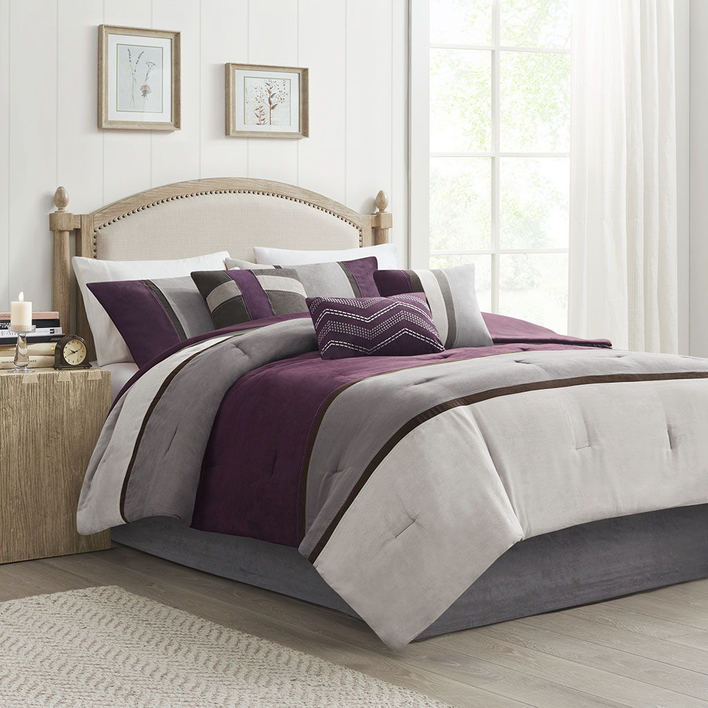 Palisades - King 7 Piece Comforter Set - Purple