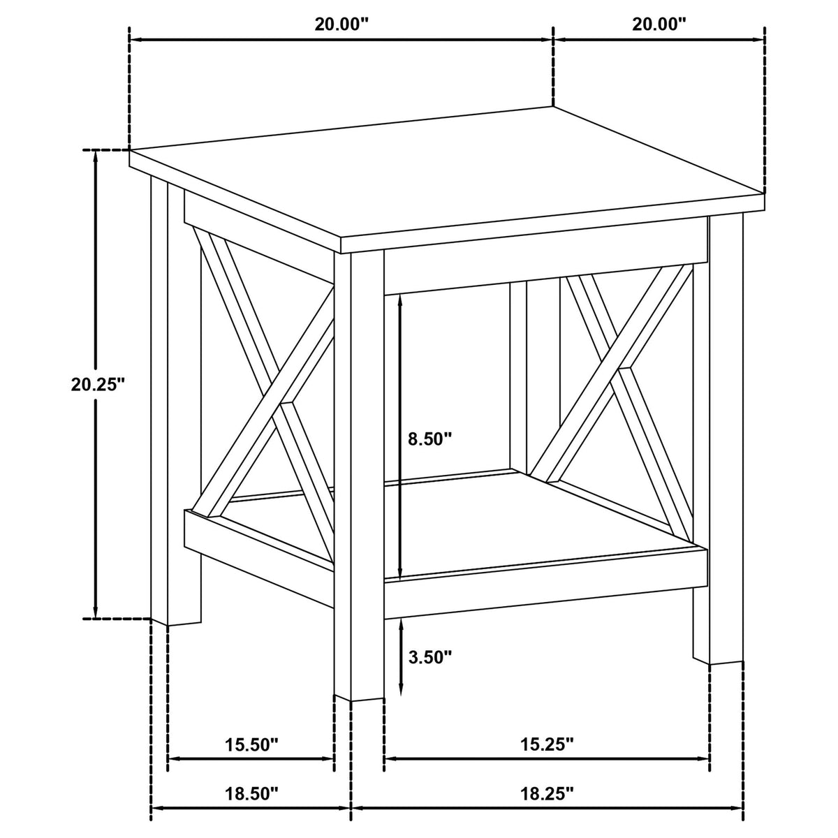 Slater - End Table With X Frame Trim - White