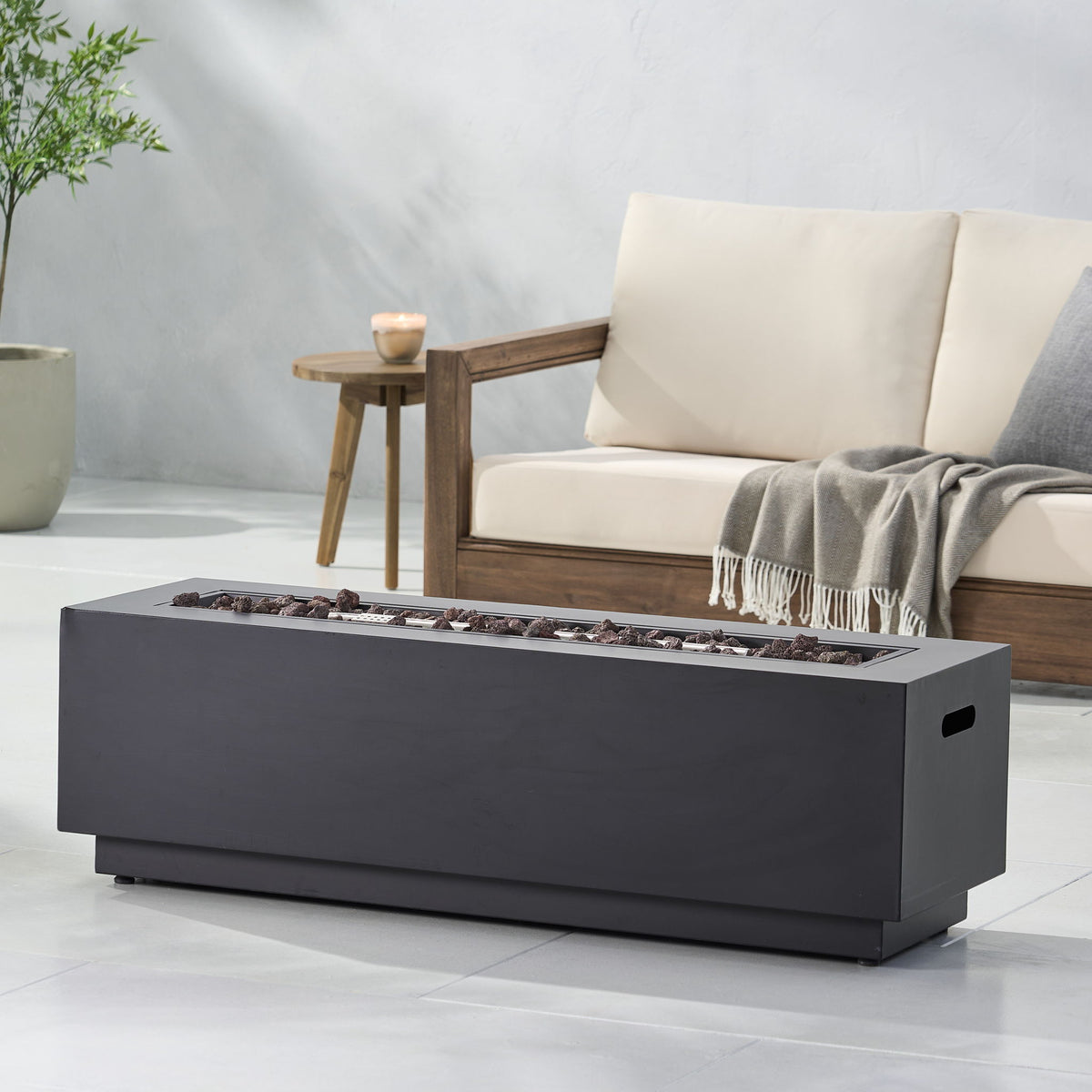 Modern Rectangular Iron Fire Pit 50, 000 Btu