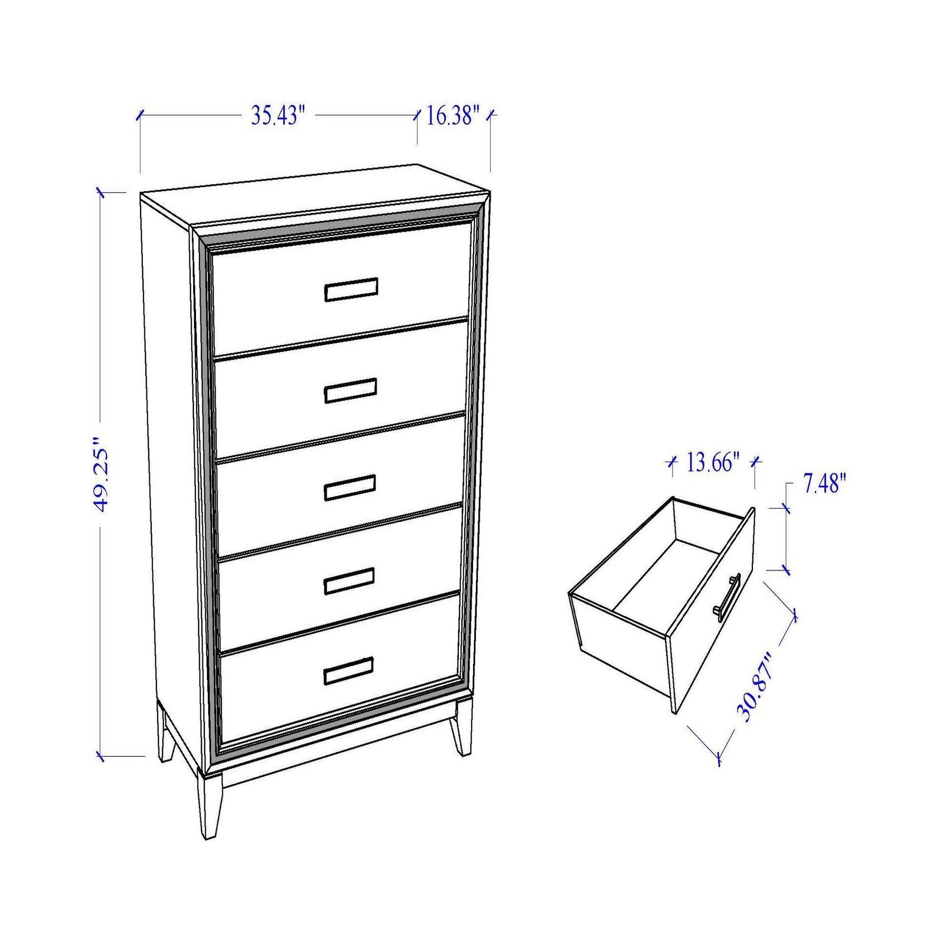 Almera - Glitter Chest - White