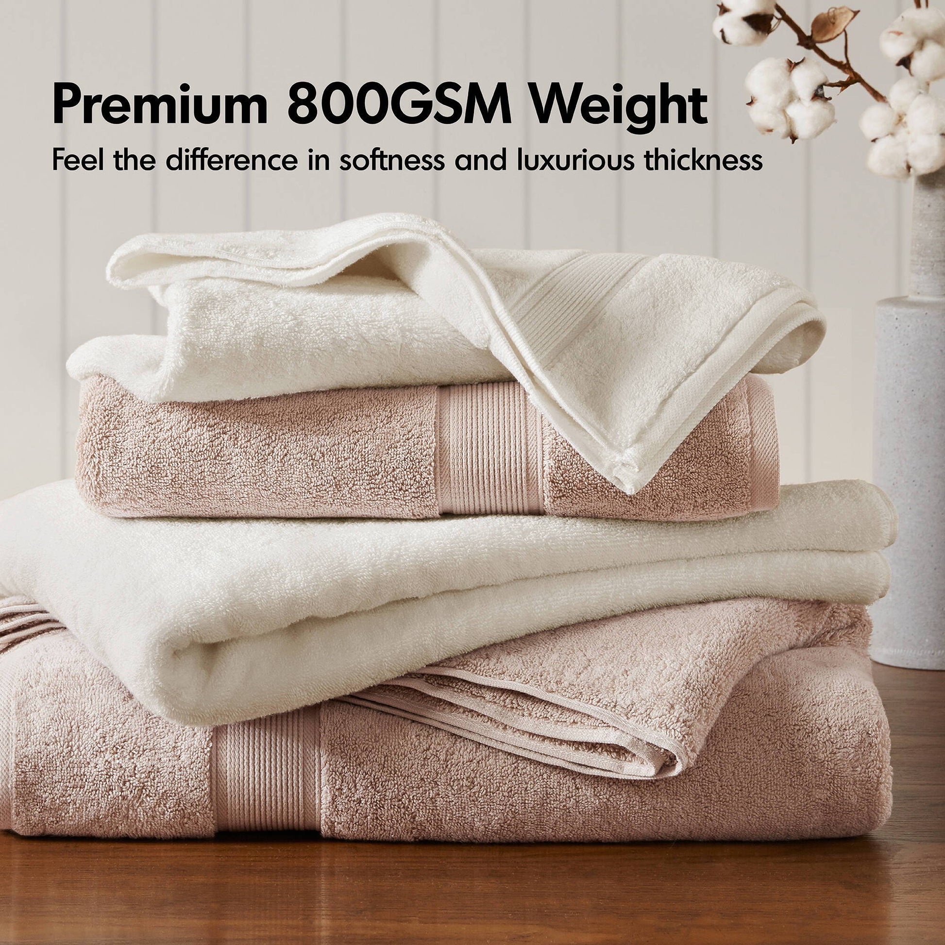 800GSM - 8 Piece Antimicrobial Towel Set - Blush
