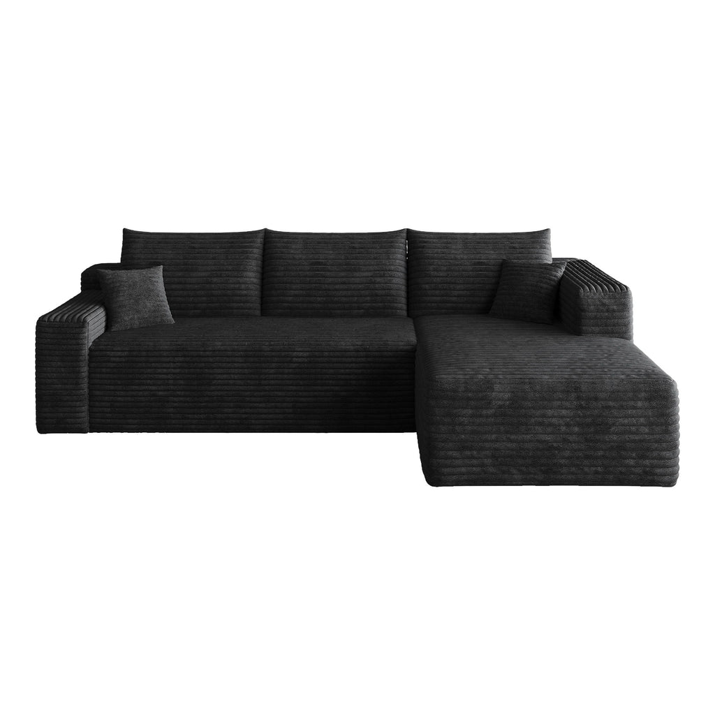 Cloud Sectional Sofa, Comfort U-Shaped Sofa For Living Room - Black
