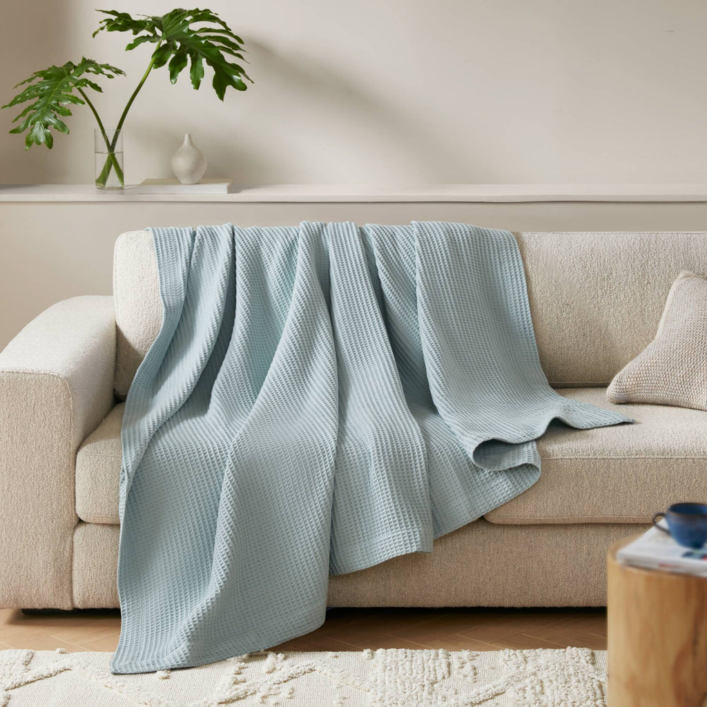 Waffle Weave - Cotton Blanket - Aqua