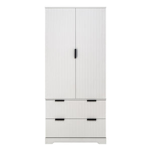 Fluted Kitchen Pantry Cabinet With 2 Large Drawers & 8 Door Spice Rack