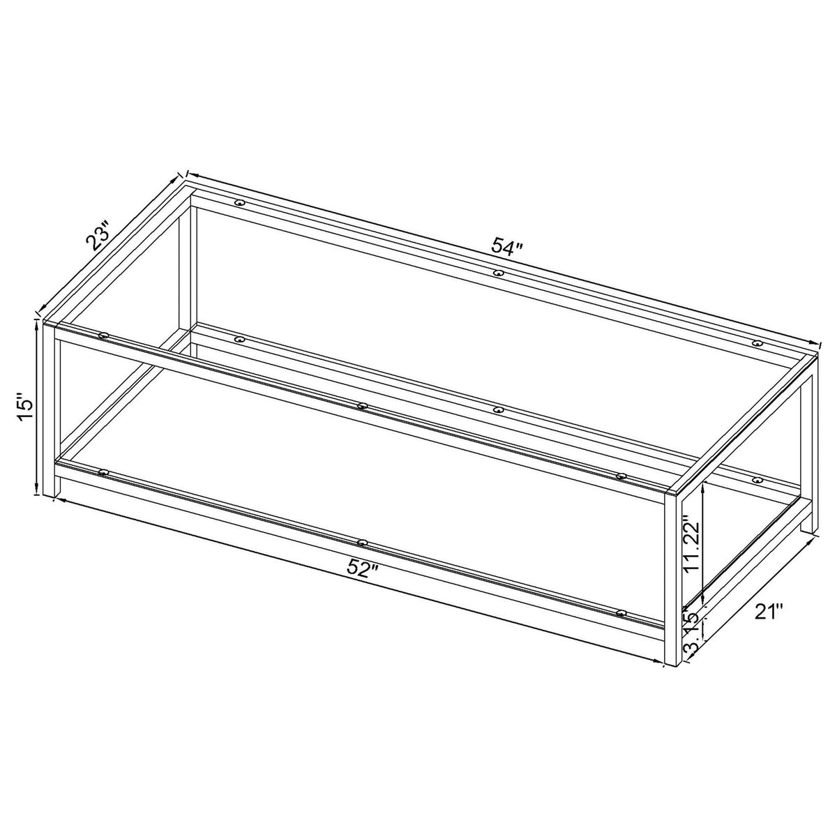 Natasha - 1 Shelf Coffee Table - Nickel