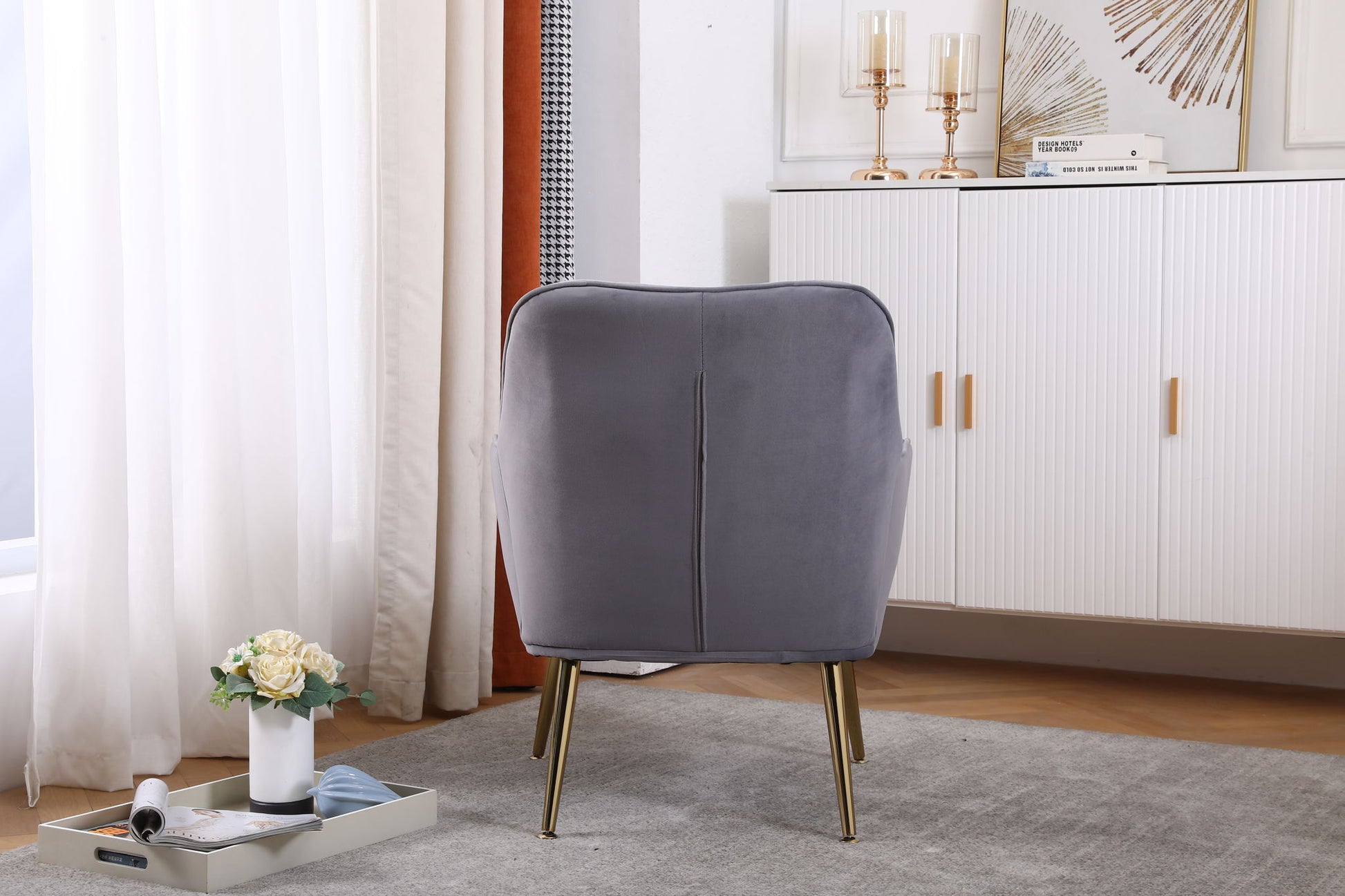 Modern Mid-Century Chair Tufted Sherpa Armchair For Living Room Bedroom Office