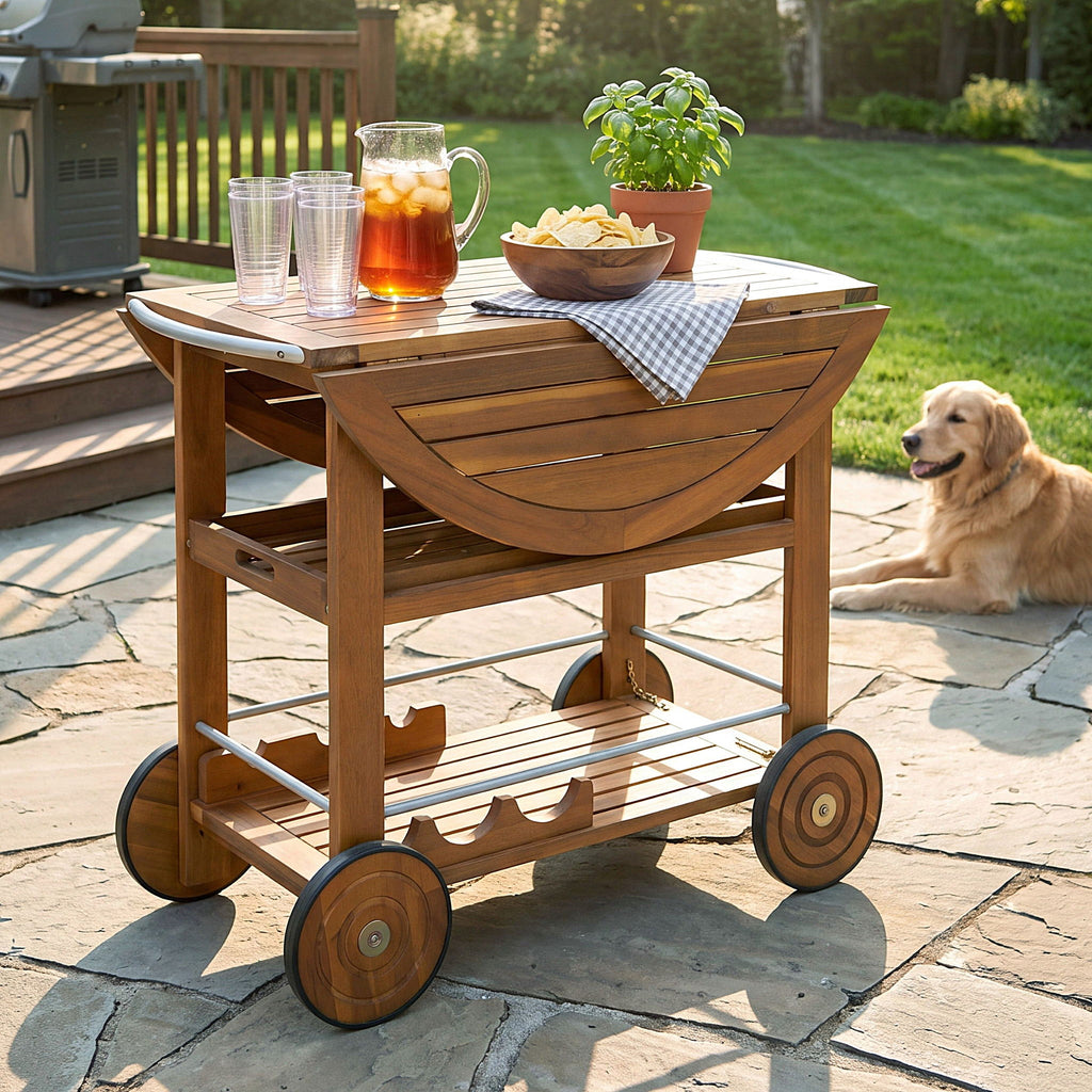 Bar Cart, Rolling Serving Cart With Storage