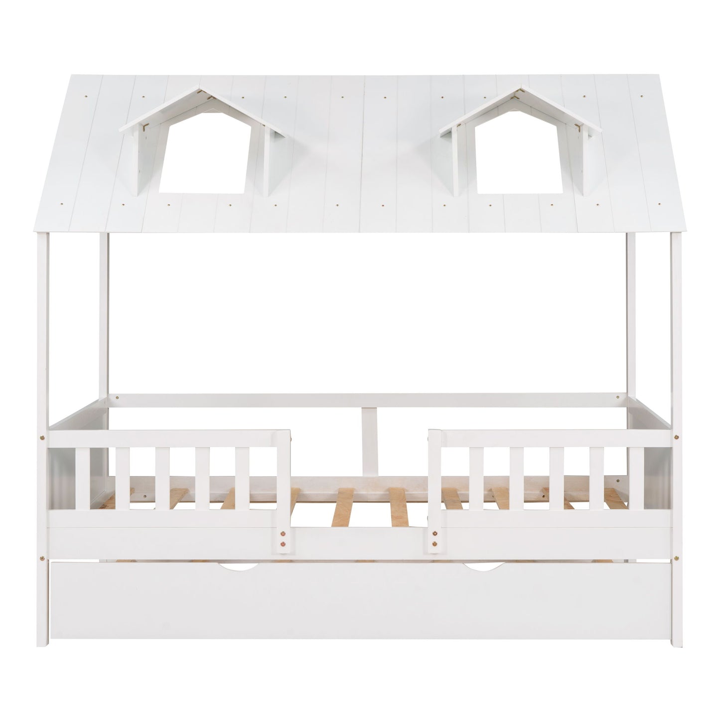 Gewnee - Twin Kids House Bed With Trundle - White