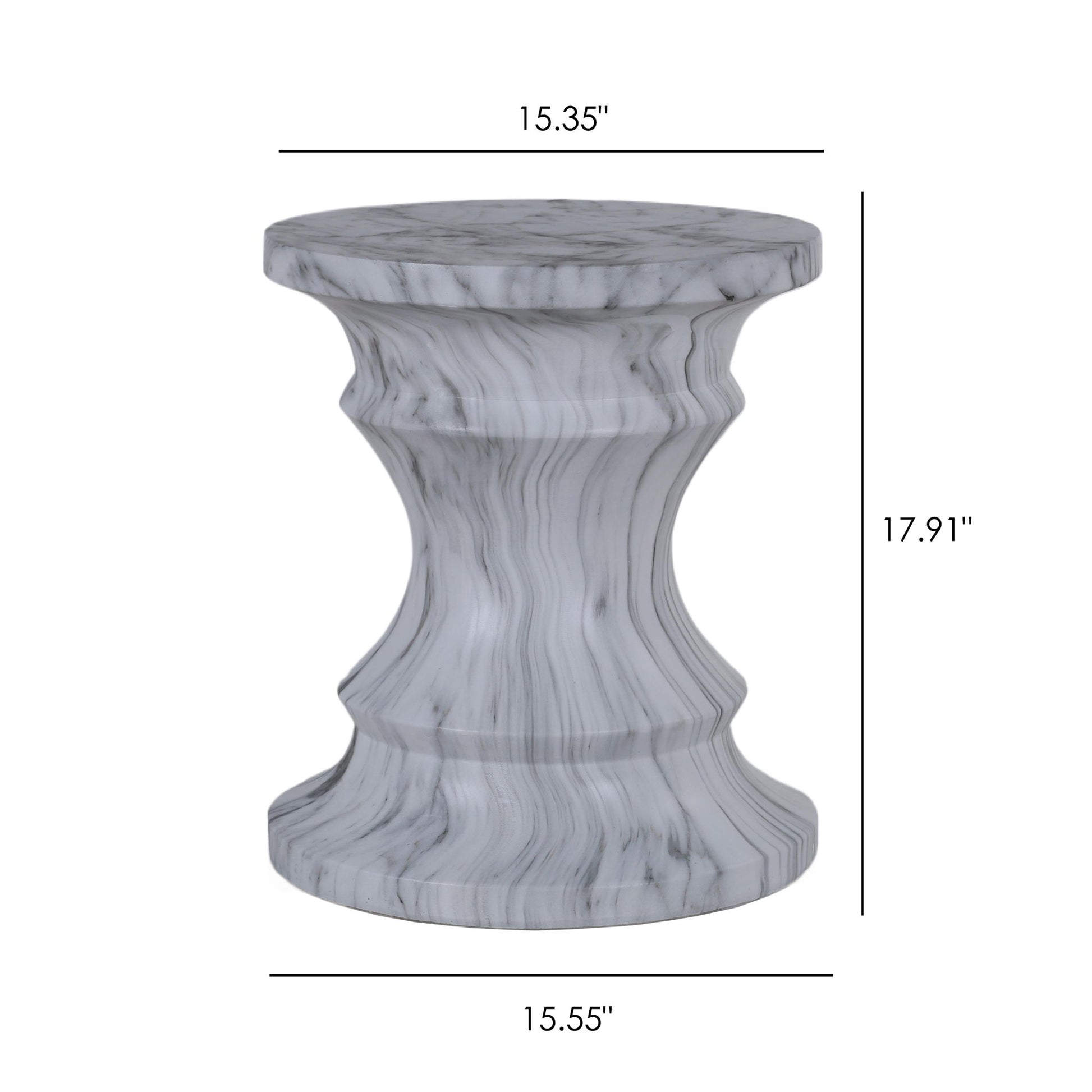 Geometric Round Outdoor End Table - Marble