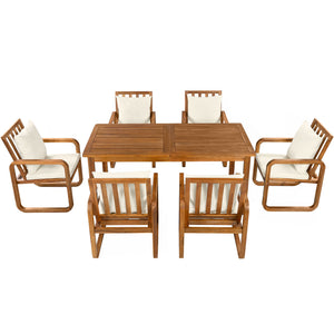 7 Piece Outdoor Patio Dining Set With Removable Cushions