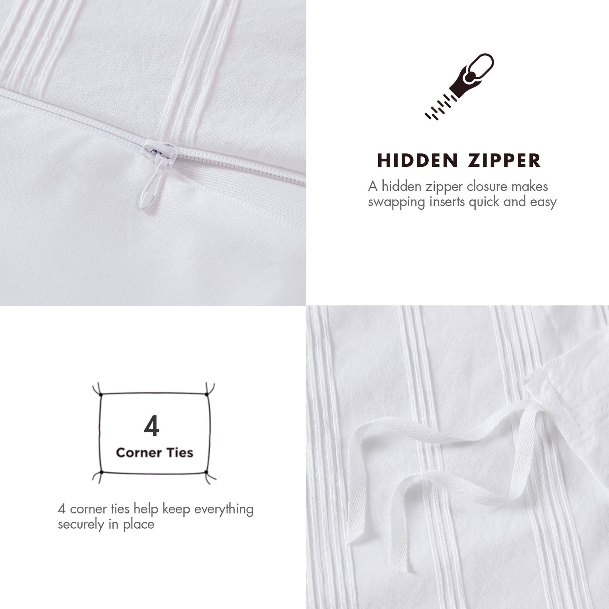 Logan - Twin/Twin Long Striped Duvet Set - White