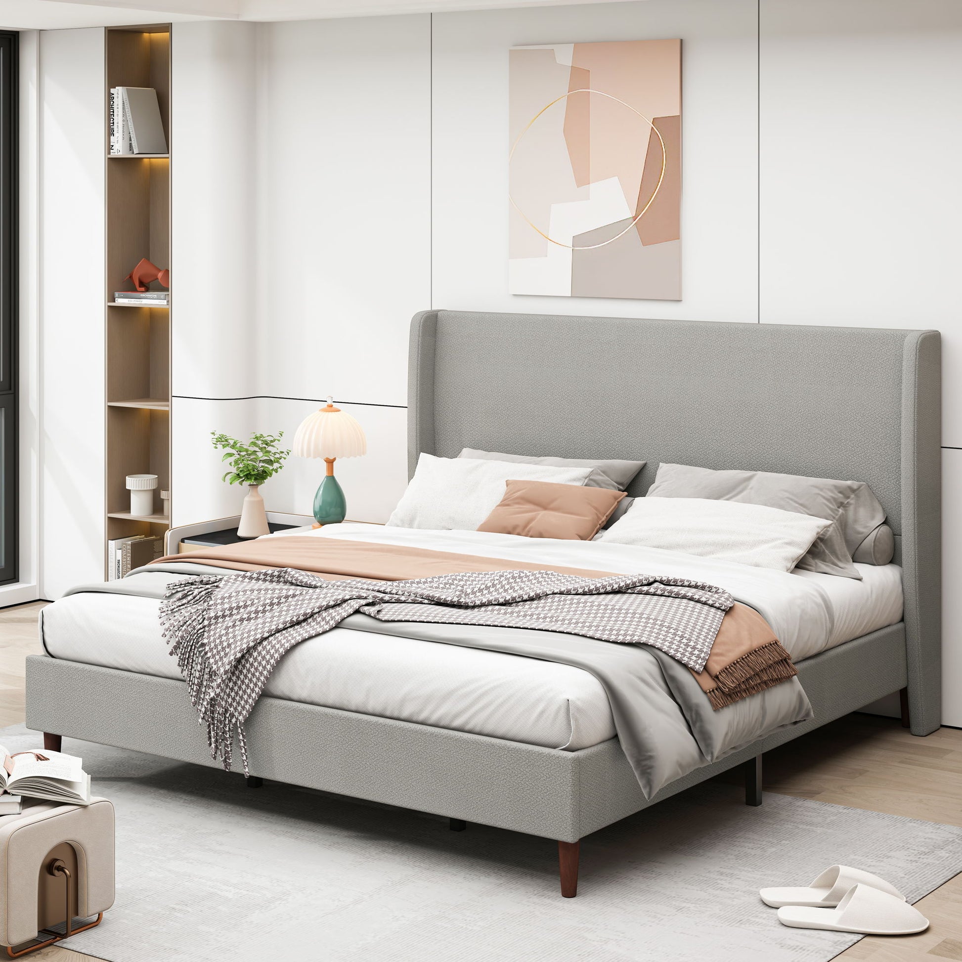Upholstered Bed & High Headboard Design