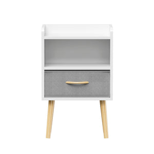 Nightstand With Collapsible Drawer, 2 Tier Storage End Table For Bedroom
