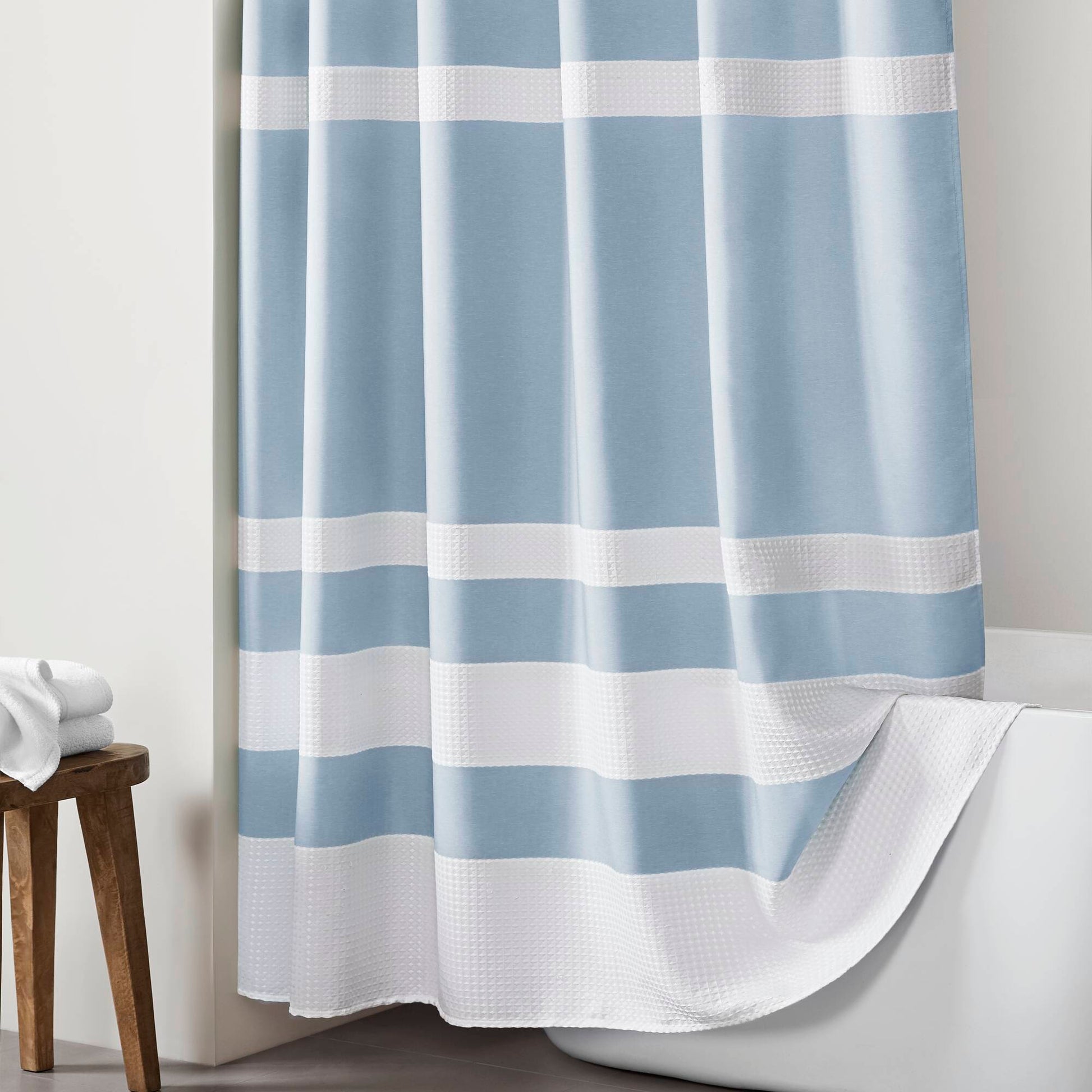 Spa Waffle - 72" Shower Curtain With 3M Treatment - Blue