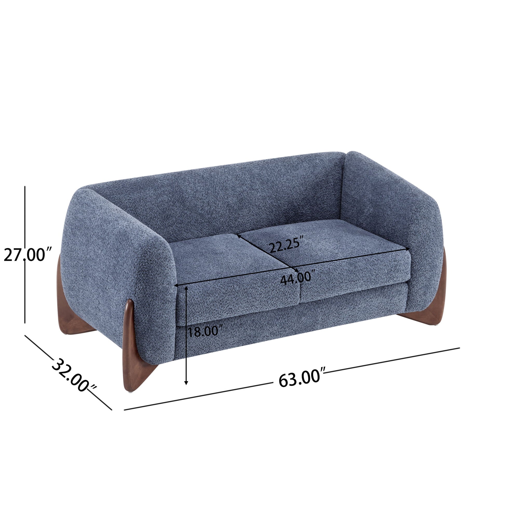 Contemporary Boucle Sherpa Sofa With Birch Wood Legs