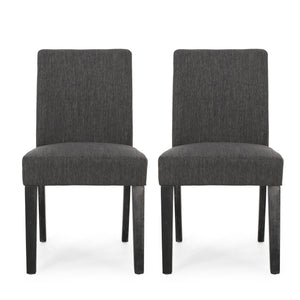 Contemporary Fabric Dining Chair With Upholstered Seating And Tapered Legs - Charcoal