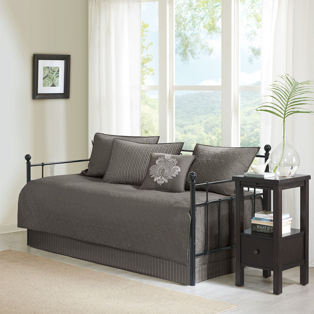 Quebec - Twin Reversible Daybed Cover (Set of 6) - Dark Gray