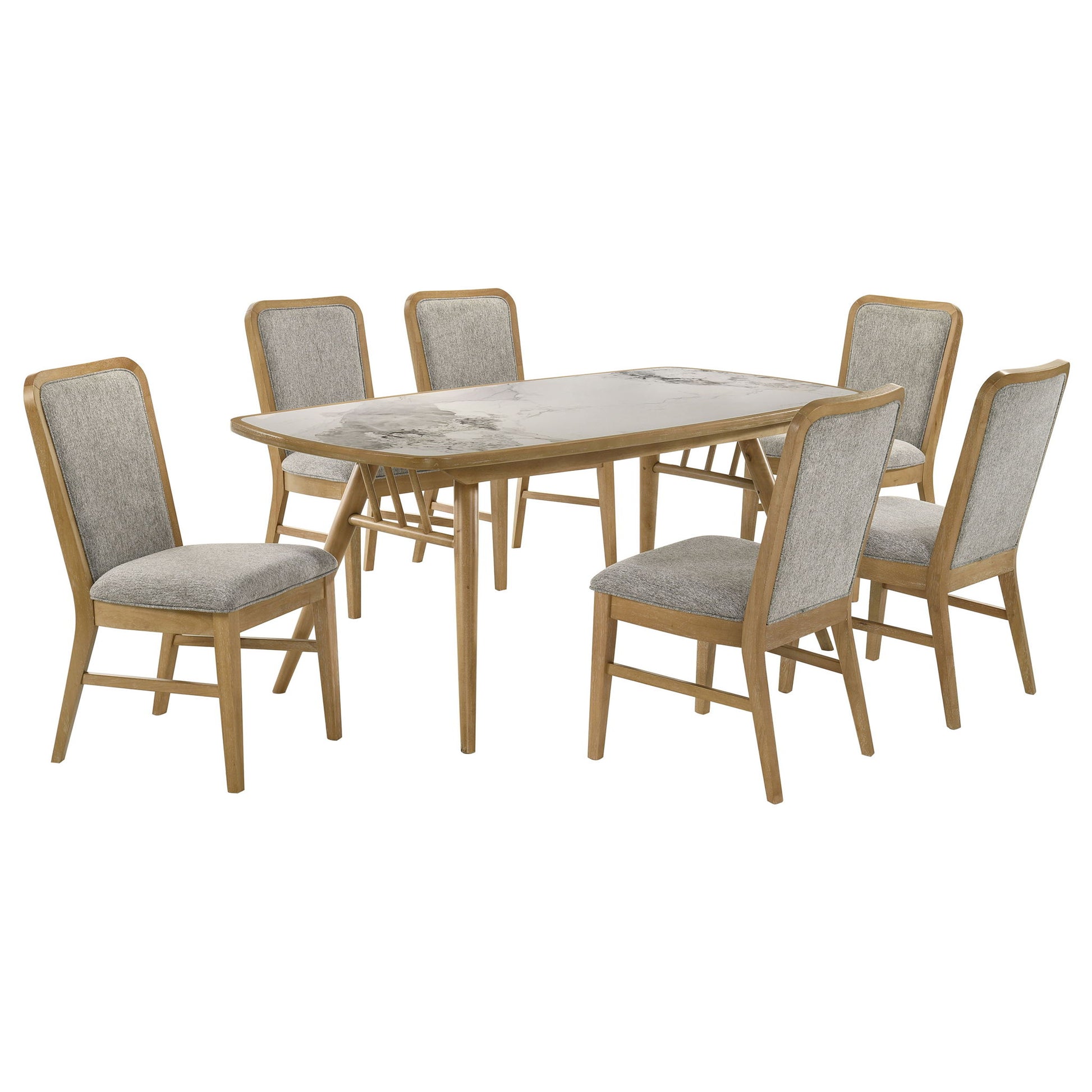 Teleli - 7 Piece Dining Set - Natural / Gray