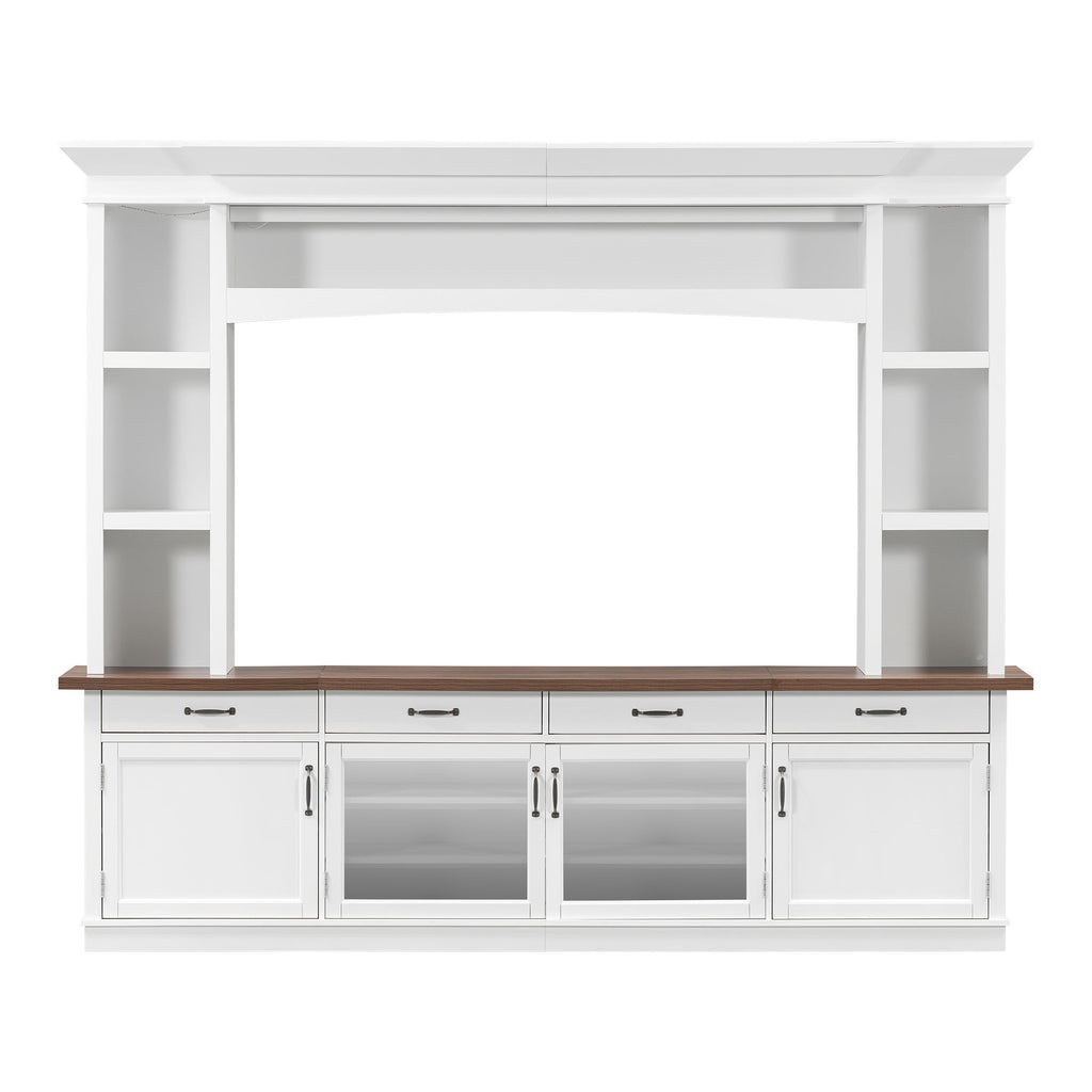 Extra Long TV Stand With 7 Color LED Lights, Adjustable Shelves & Storage Cabinets