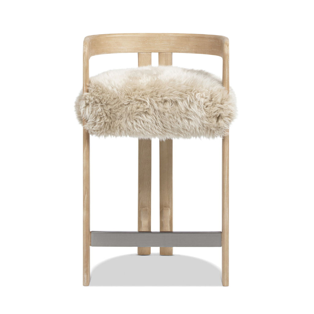 Millwick - Low Back Genuine Fur Counter Stool - Natural Blonde