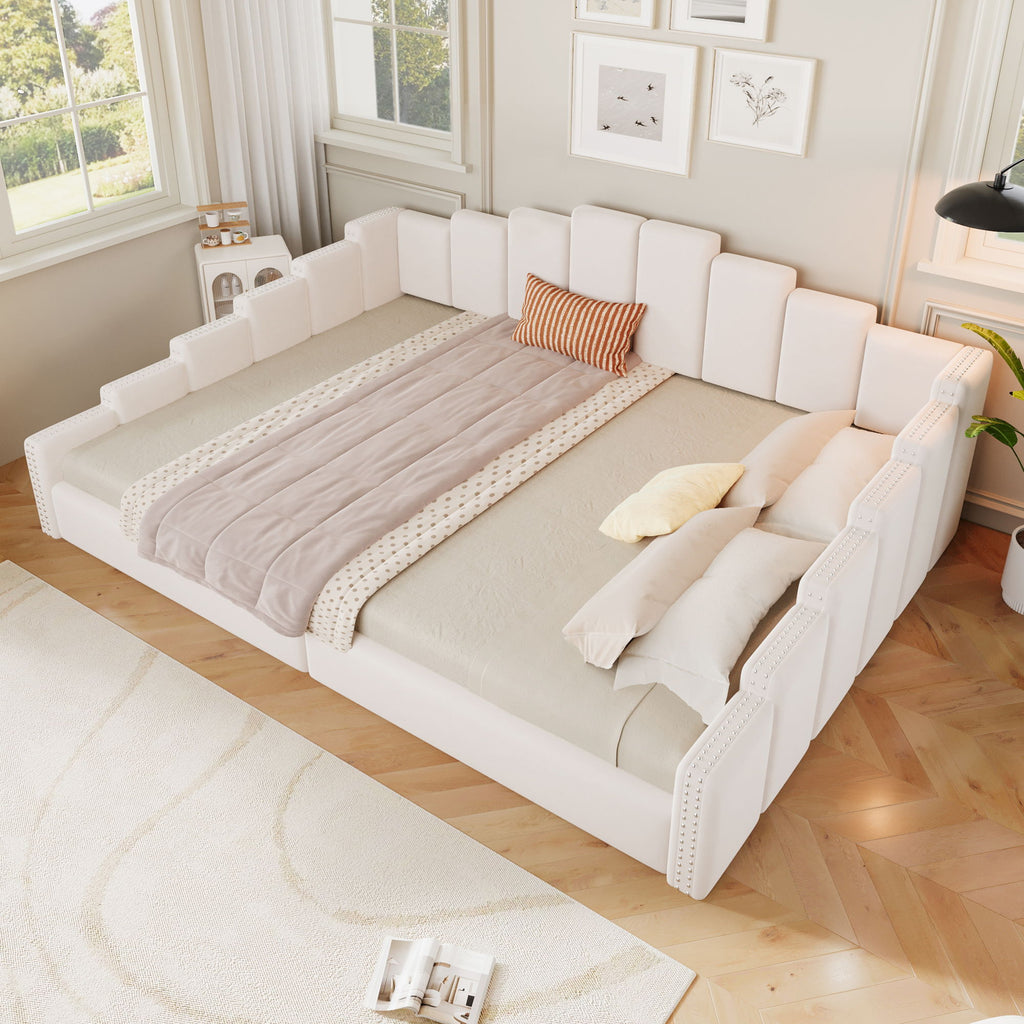 Upholstered Daybed With Nailhead Trim, Platform Bed Frame