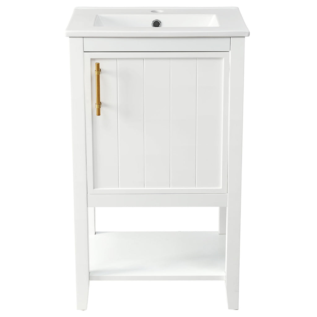 Modern Bathroom Vanity With Sink, Soft-Closing Door And Open Shelf