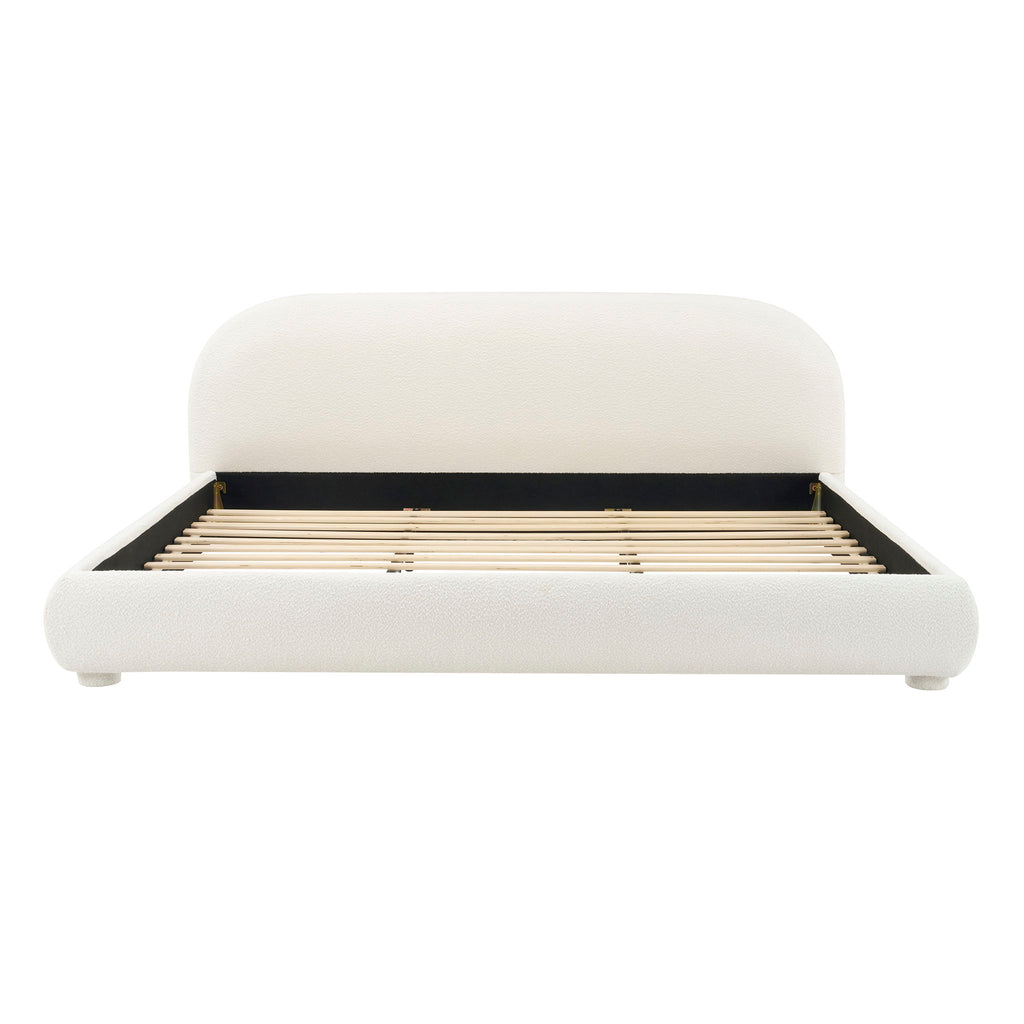 Upholstered Simple Modern Bedroom Bed With Curved Headboard