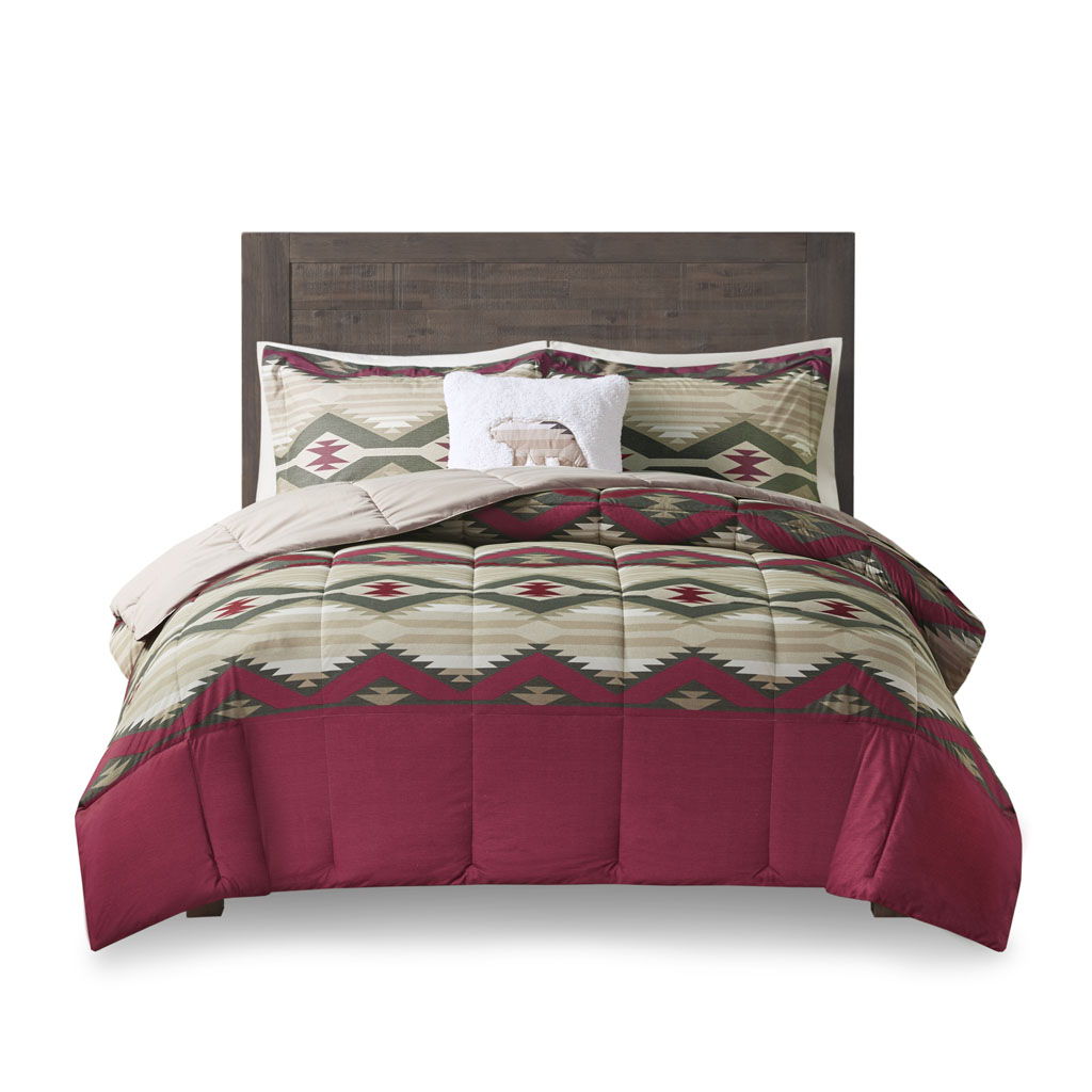Emmet Creek - Down Alternative Comforter Set With Throw Pillow - Red