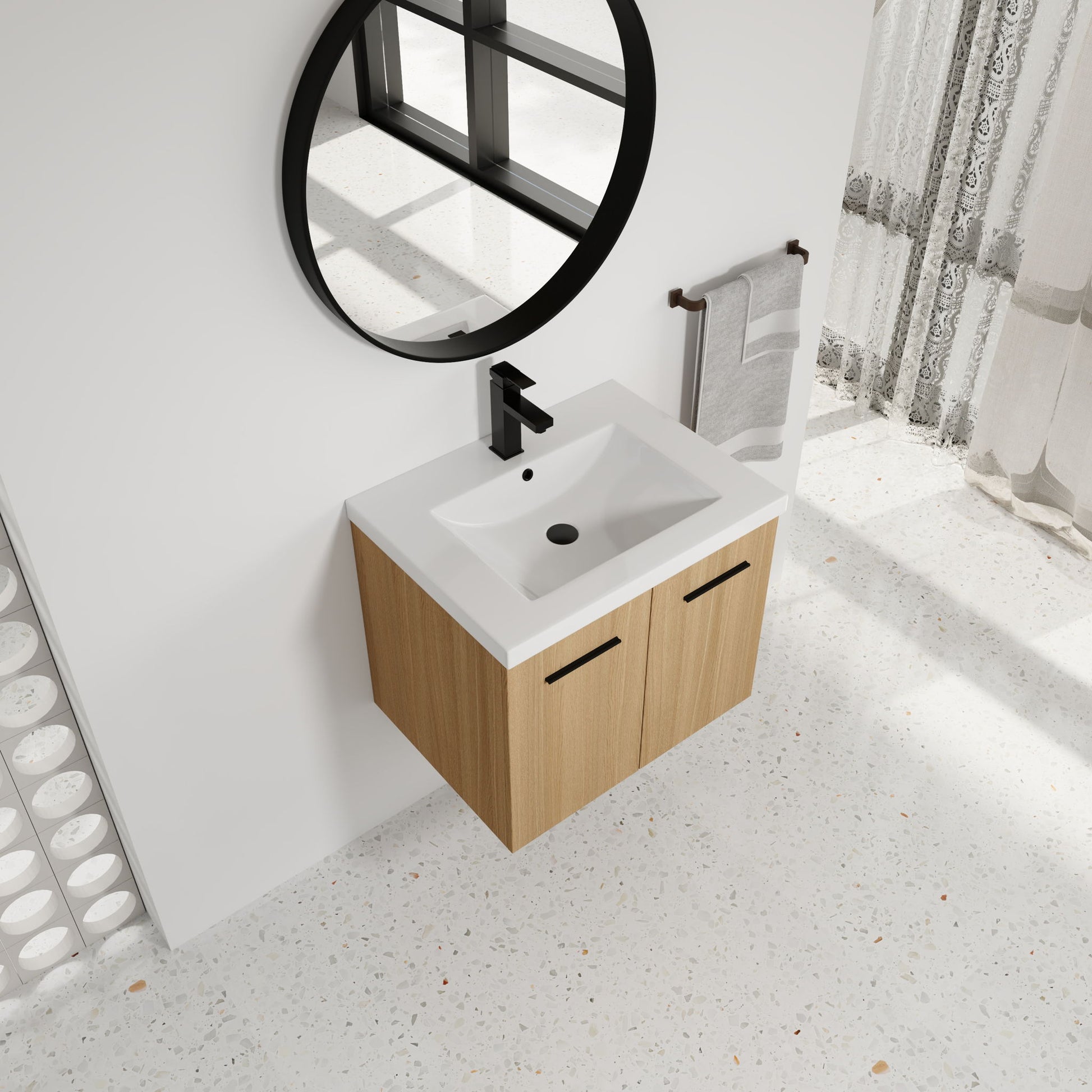 Bathroom Vanity Top With Integrated Sink, Center Basin, 1 Piece Countertop With Pre Drilled Faucet Hole - Glossy White