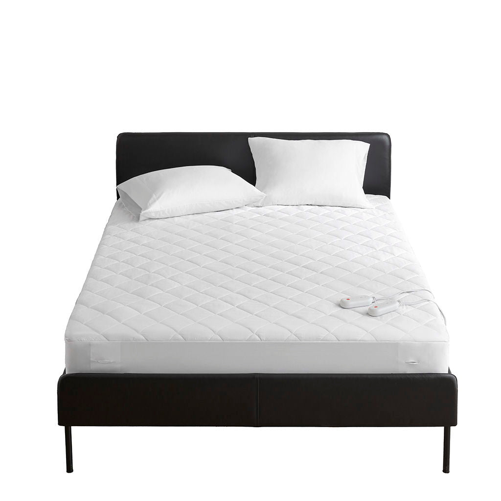 Embossed - King Heated Mattress Pad - White