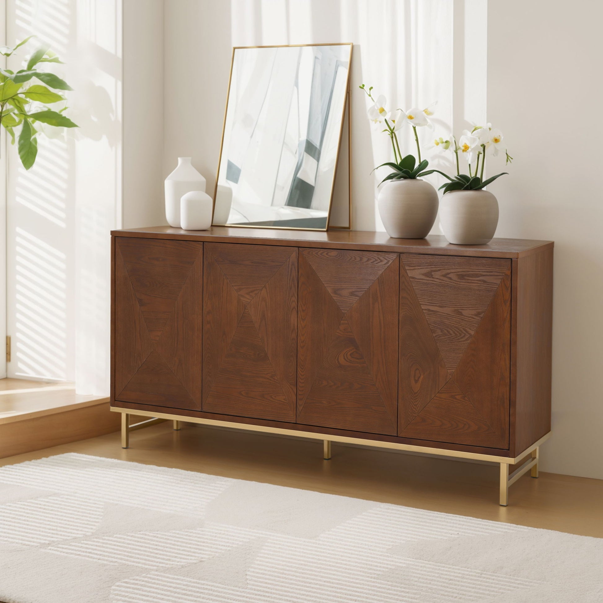 Tamid - Modern Wide Handcrafted Sideboard With Adjustable Shelves