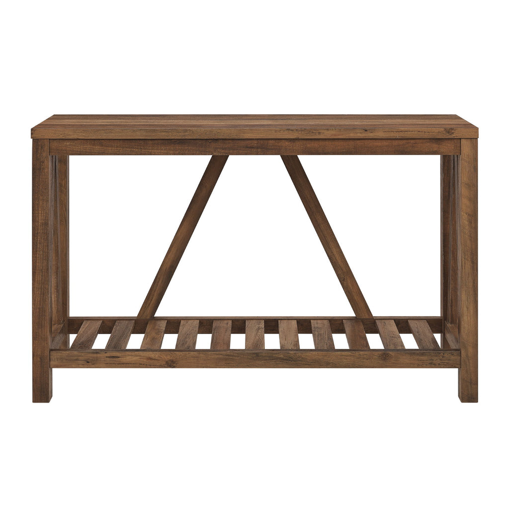 Farmhouse A Frame Entry Table With Lower Shelf