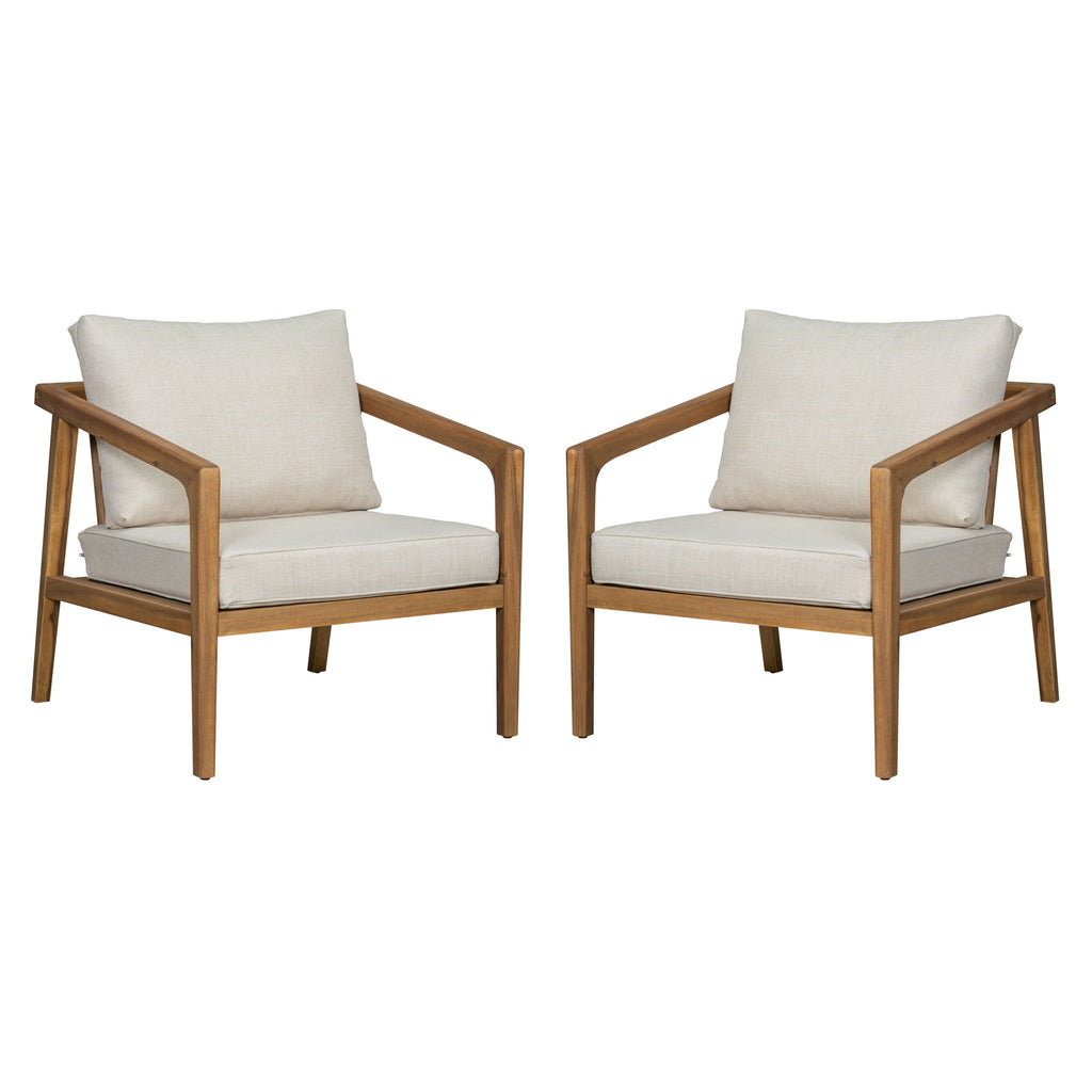 Westin - Outdoor Acacia Wood Club Chair (Set of 2) - Teak / Beige