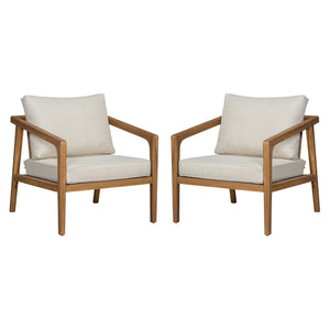 Westin - Outdoor Acacia Wood Club Chair (Set of 2) - Teak / Beige