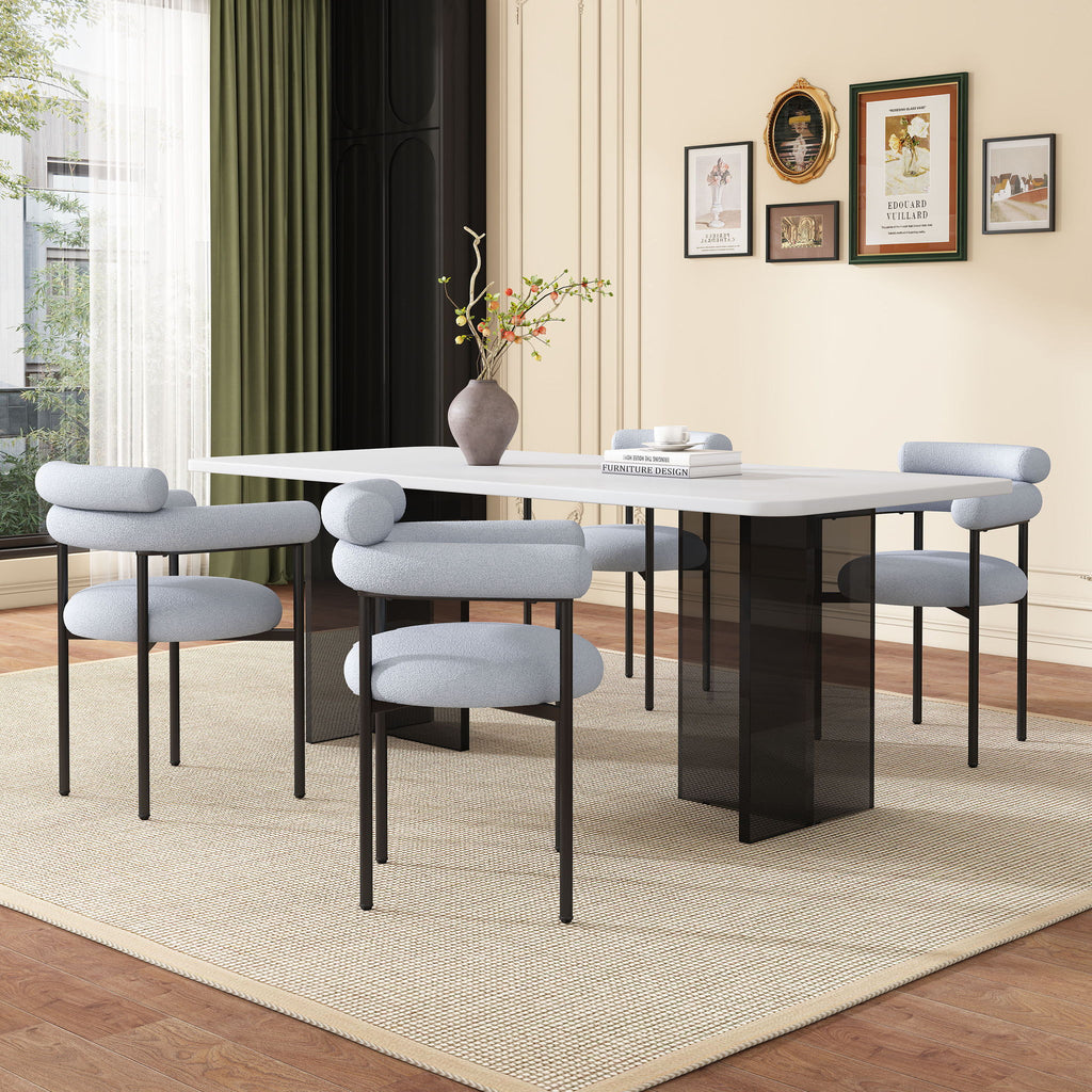 Contemporary Upholstered Armchair Dining Chairs With Metal Legs (Set of 2)