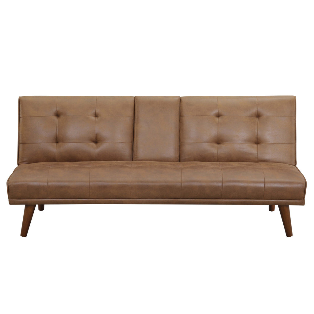 Tufted Convertible Sofa With Cup Holders - Brown
