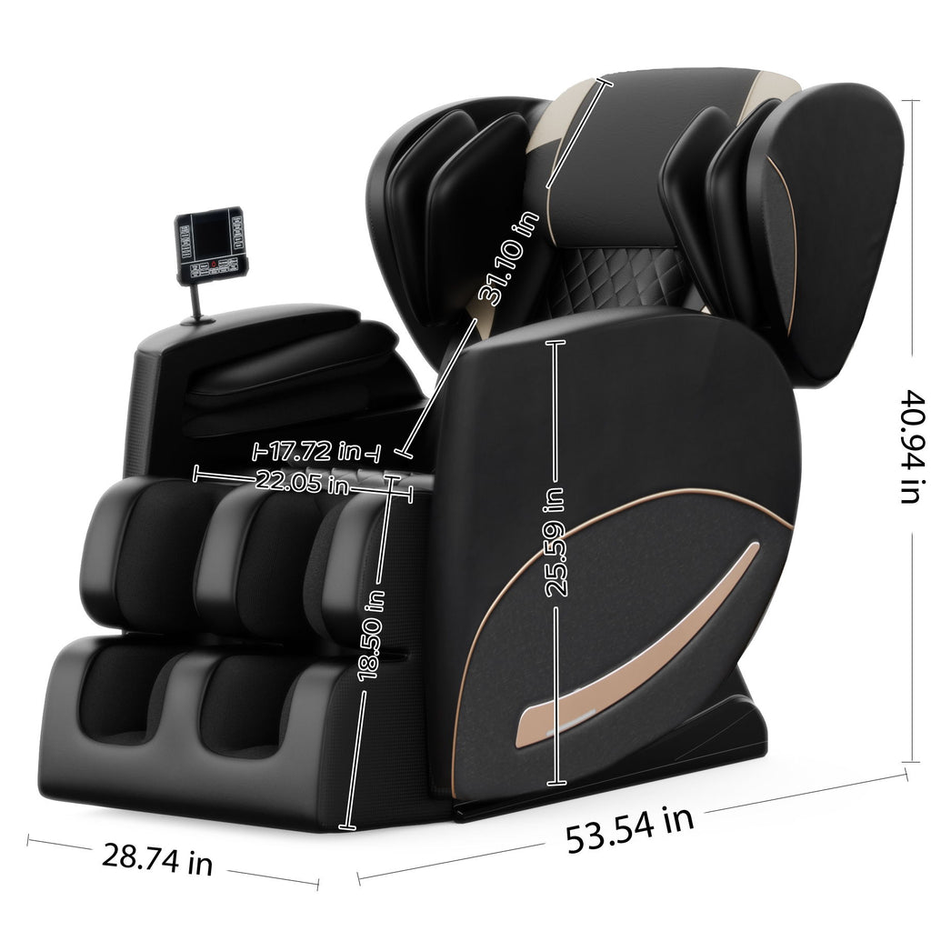 Zero Gravity Massage Chair Recliner With 10 Massage Heads And Full-Body Air Pressure - Black