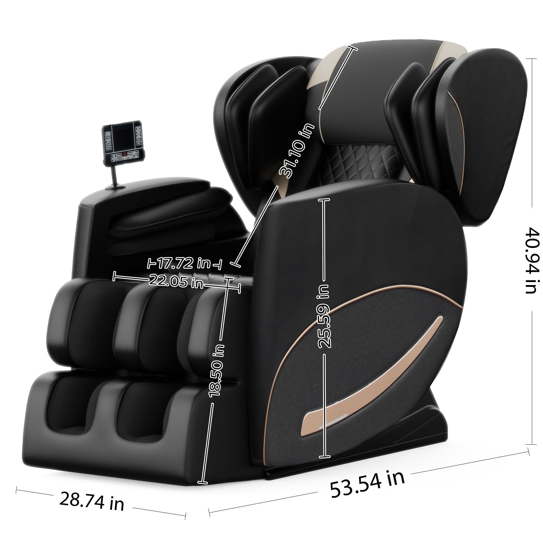 Zero Gravity Massage Chair Recliner With 10 Massage Heads And Full-Body Air Pressure - Black