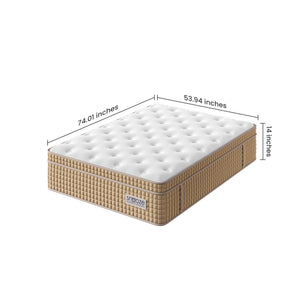 Snooze Mattress Company Glacier - 14" Euro Top Medium Firm Hybrid Mattress With Independently Encased Coils & Gel Memory Foam