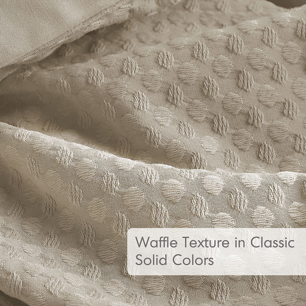 Mina - Full/Queen Waffle Weave Textured Duvet Cover Set - Neutral