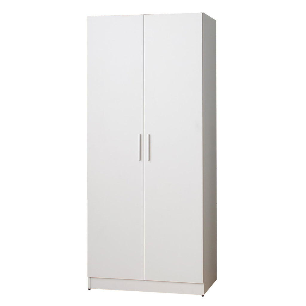 Viviane - Contemporary Wood Closet With Hanging Bars And 5 Shelves - White
