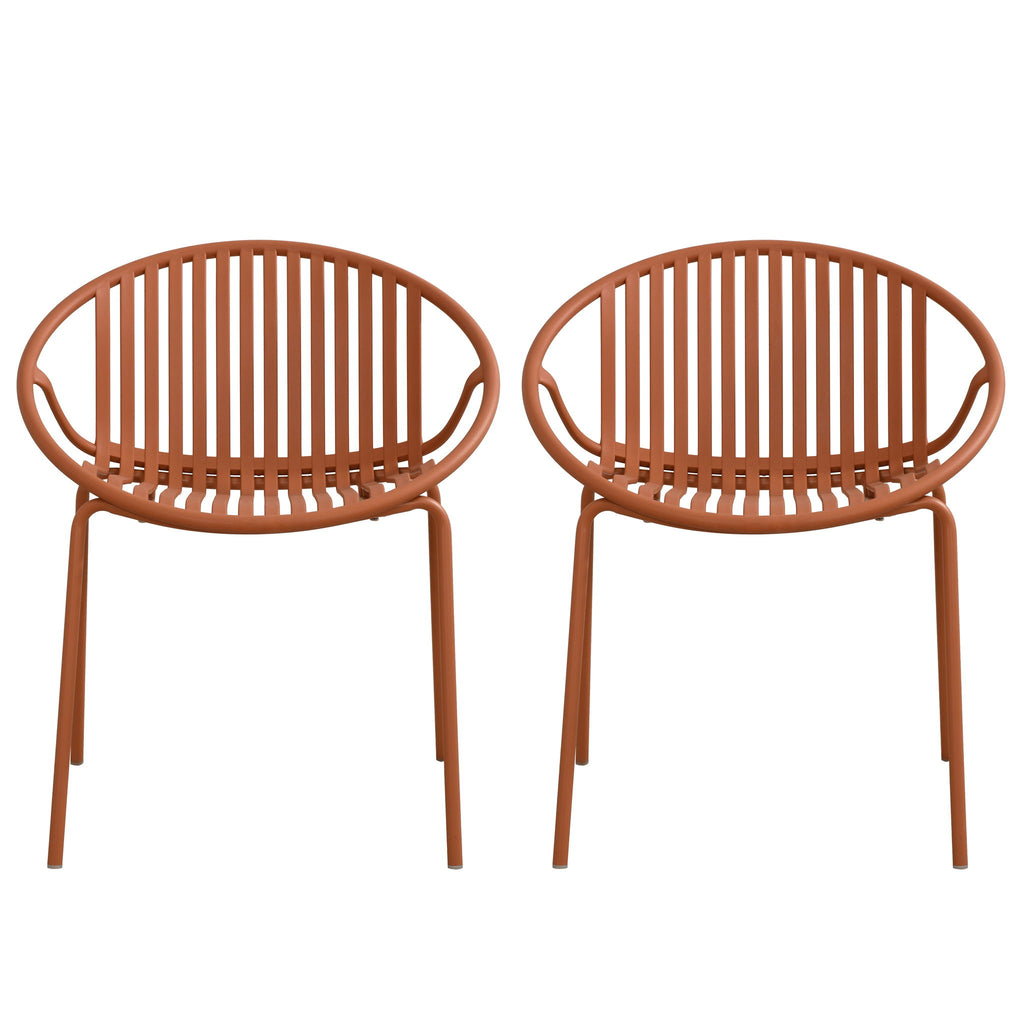 Stackable Outdoor Chairs With Breathable Plastic Backrest (Set of 2)