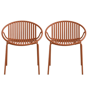 Stackable Outdoor Chairs With Breathable Plastic Backrest (Set of 2)