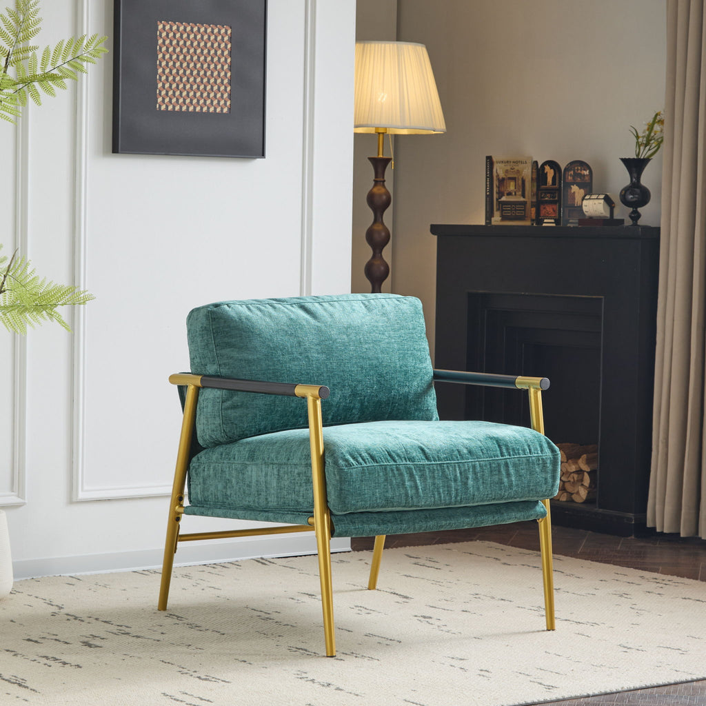 Modern Accent Chair With Plush Cushions, Cozy Seating