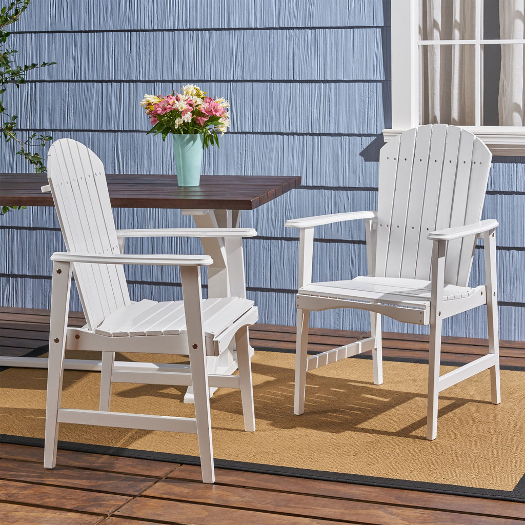 Outdoor Weather Resistant Acacia Wood Adirondack Dining Chairs (Set of 2)