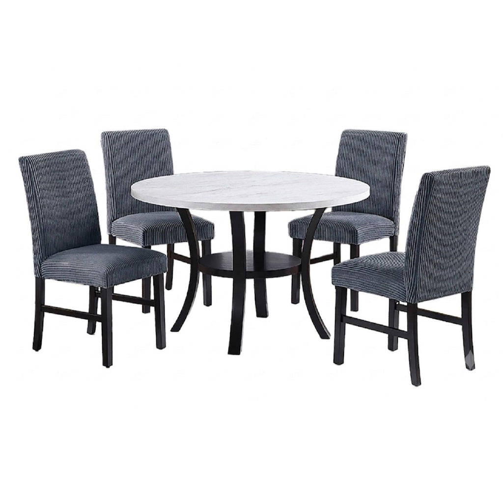 5 Piece Dining Set Chairs, Table With Lower Shelf - Black / Dark Gray / White