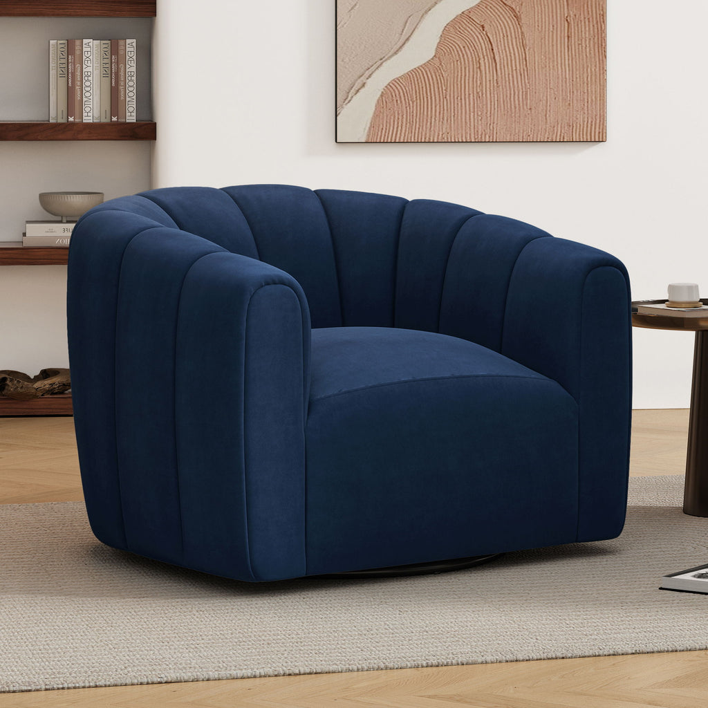 Serenizia - Upholstered Swivel Chair With Channel Tufted