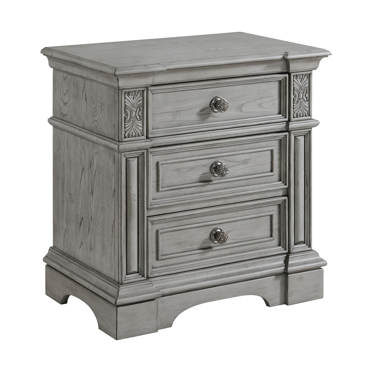 Glenmore - 3-Drawer Nightstand With USB - Aged Gray